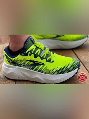 Brooks caldera 6 Neon Lime and Navy Performance Running Shoes